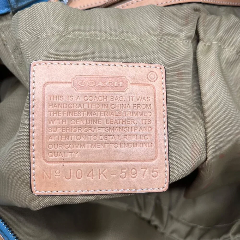Coach Blue And Tan Fabric Diaper Bag 5975